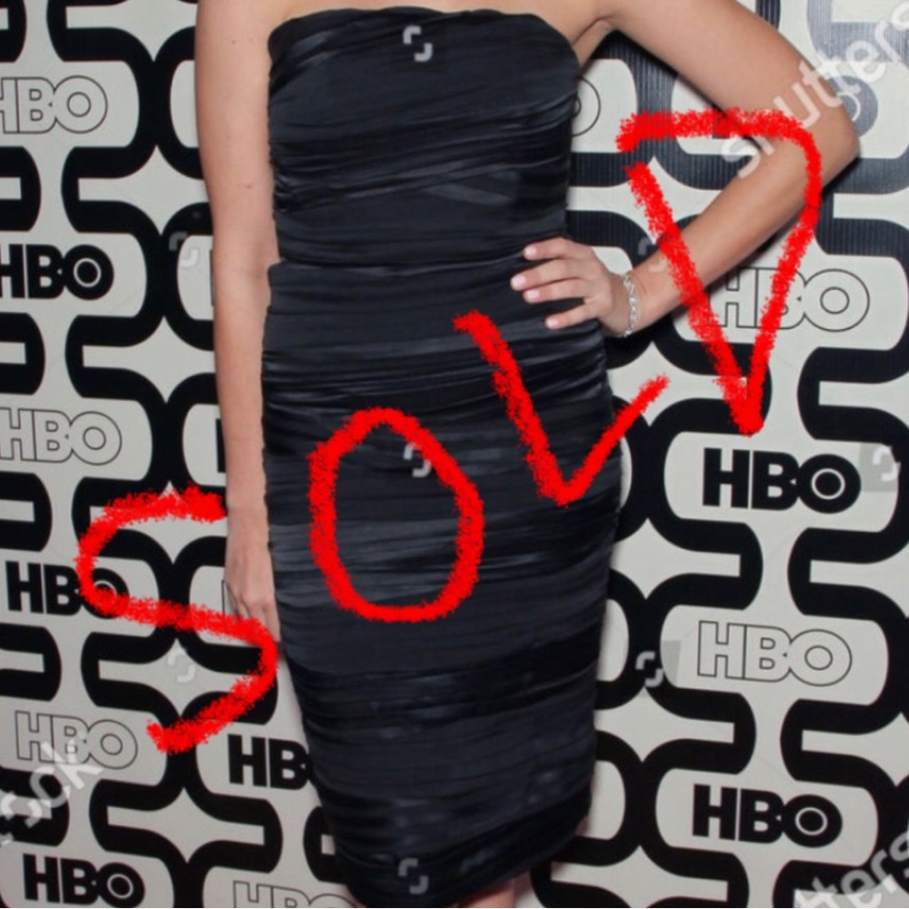 Alice & Olivia strapless black silk dress sz 6